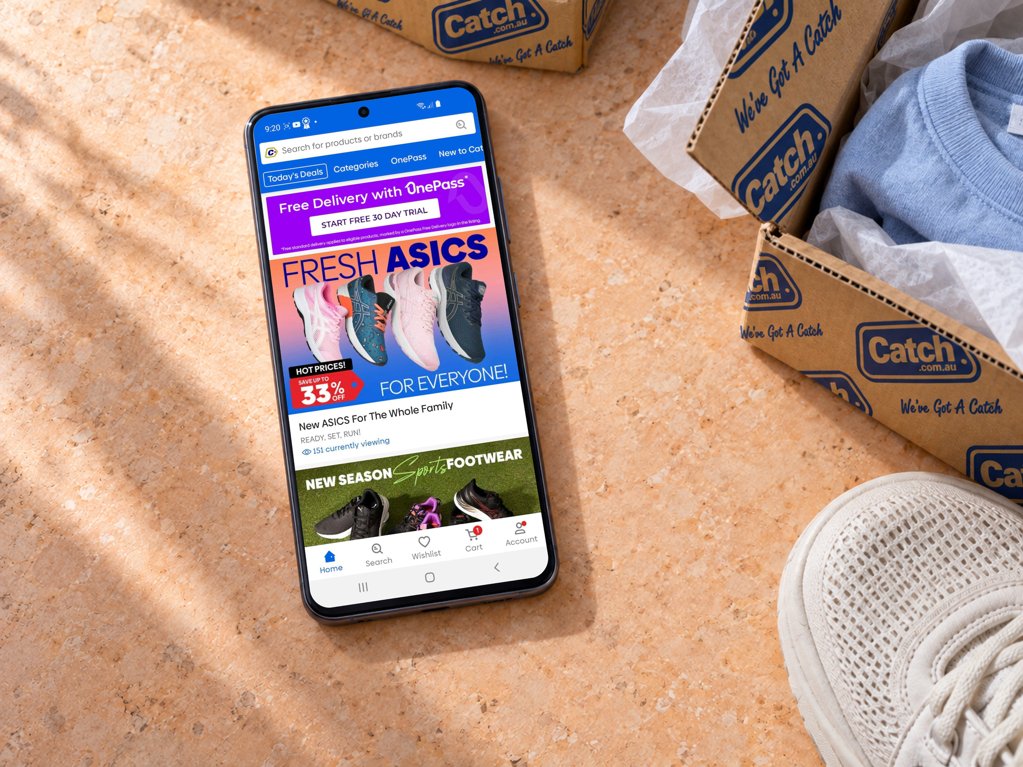 Catch Android app shown on a phone in an unboxing scene